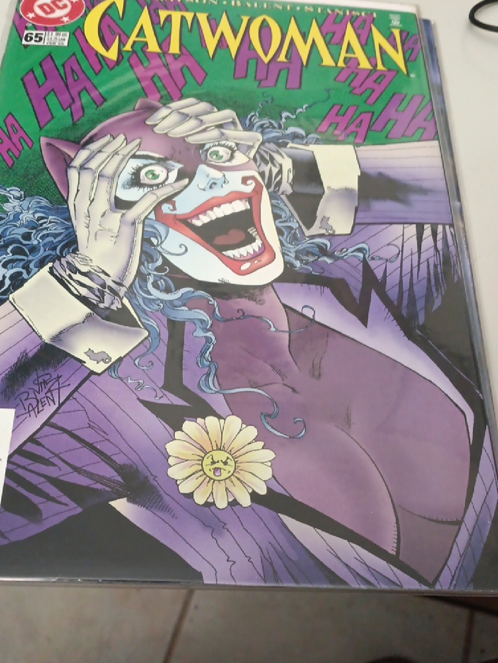 DC Comics Catwoman Jokerized Cover Print in Purple and Green